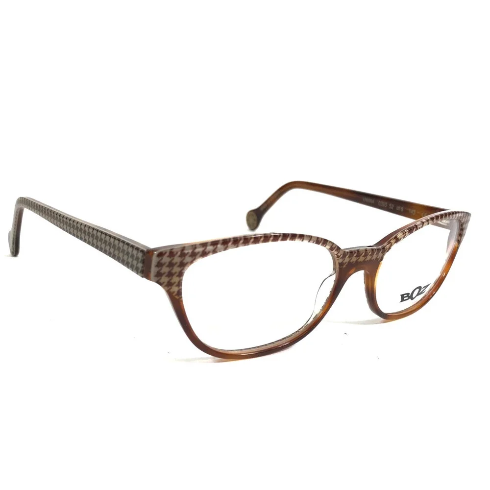 BOZ Eyeglasses Frames VANINA 0393 Brown White Black Houndstooth 52-16-145